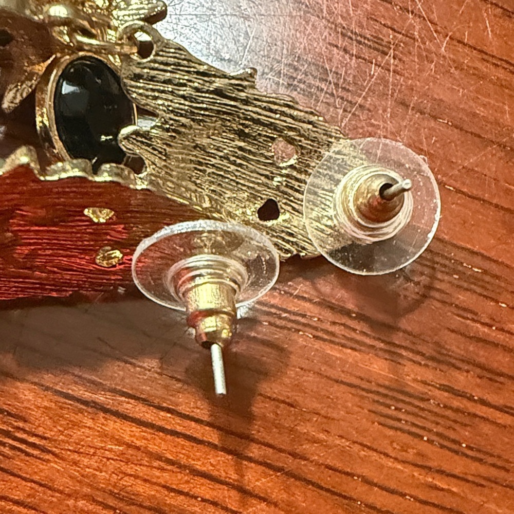 Gold and Black Celestial Earrings - Picture 3 of 4
